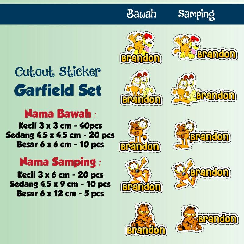 

Stiker Label Nama Waterproof Cutout Garfield (Set)