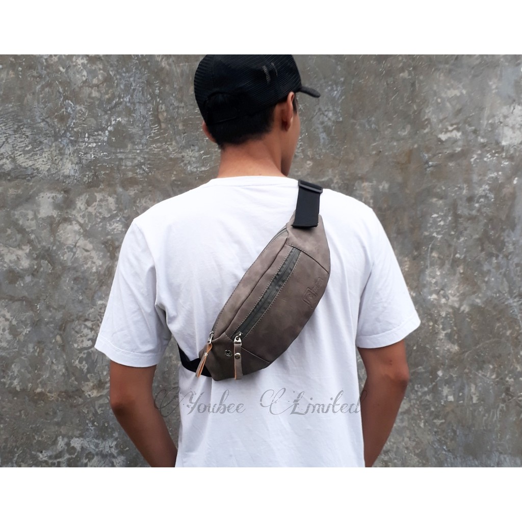 waistbag kulit sintetis pria murah