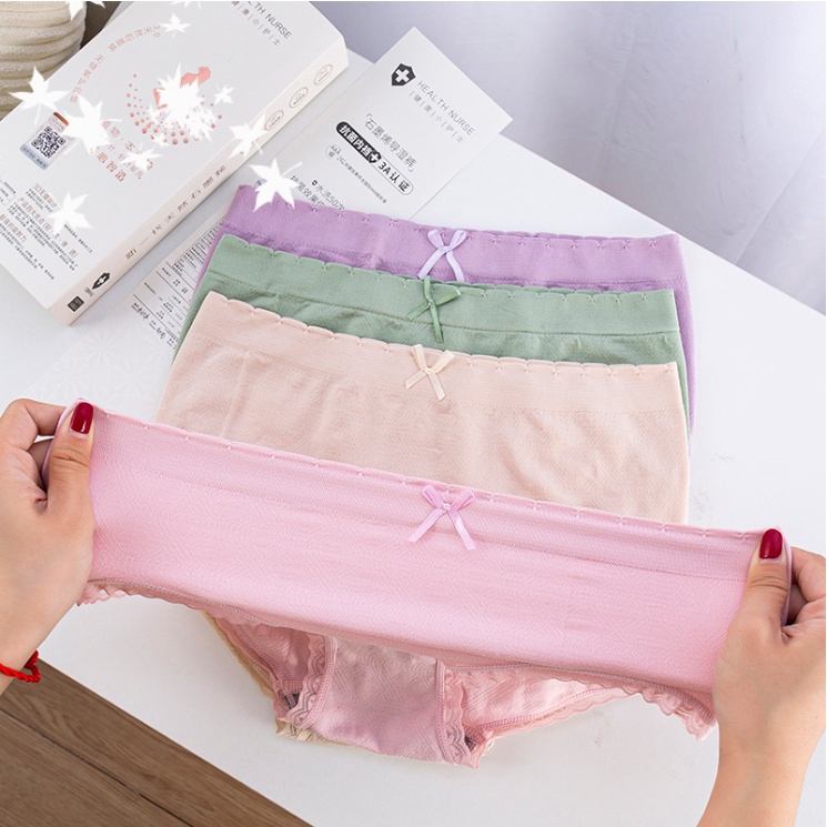 [1BOX ISI 4PCS] Celana Dalam Wanita Seamless Mid Waist Bahan Halus Pita