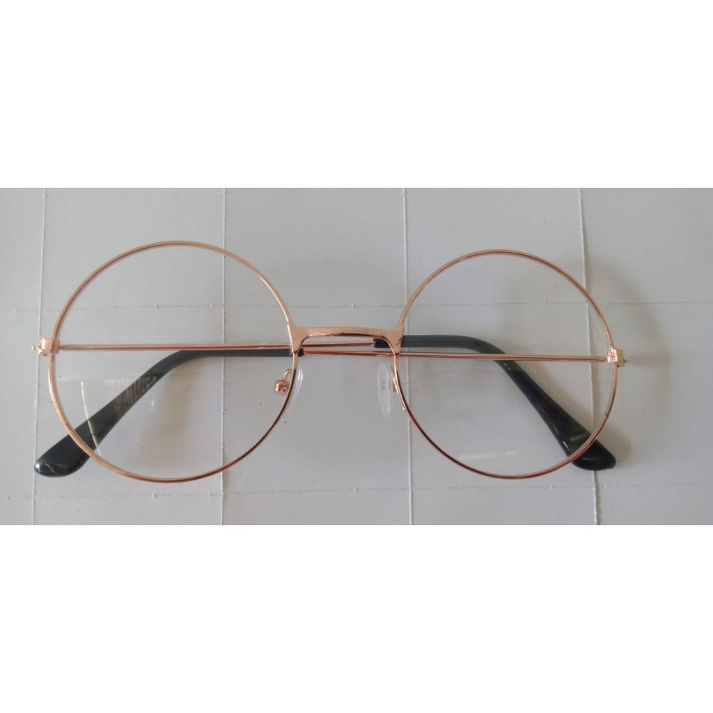 INDOMINI R092 Kaca Mata Bulat Oval Design Fashion Korea Pria/Wanita Kacamata Optik Frame Sunglasses-ROSEGOLD