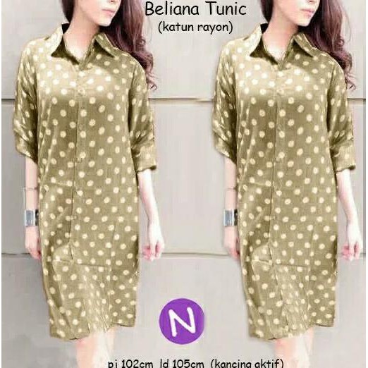 CANTIK SK545 BAJU DRESS WANITA DEWASA LQ 08-TUNIK POLKA TOP PRODUK