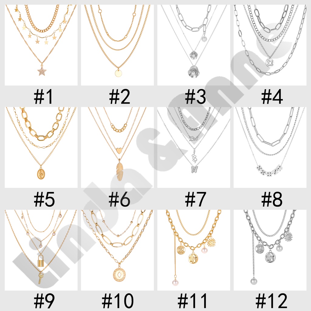 Kalung Choker Rantai Multilayer Warna Emas Aksen Mutiara Gaya Vintage Untuk Wanita