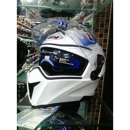 Helm Gm Airborne White Solid Visor Full Airbone Putih Polos Hgm2164