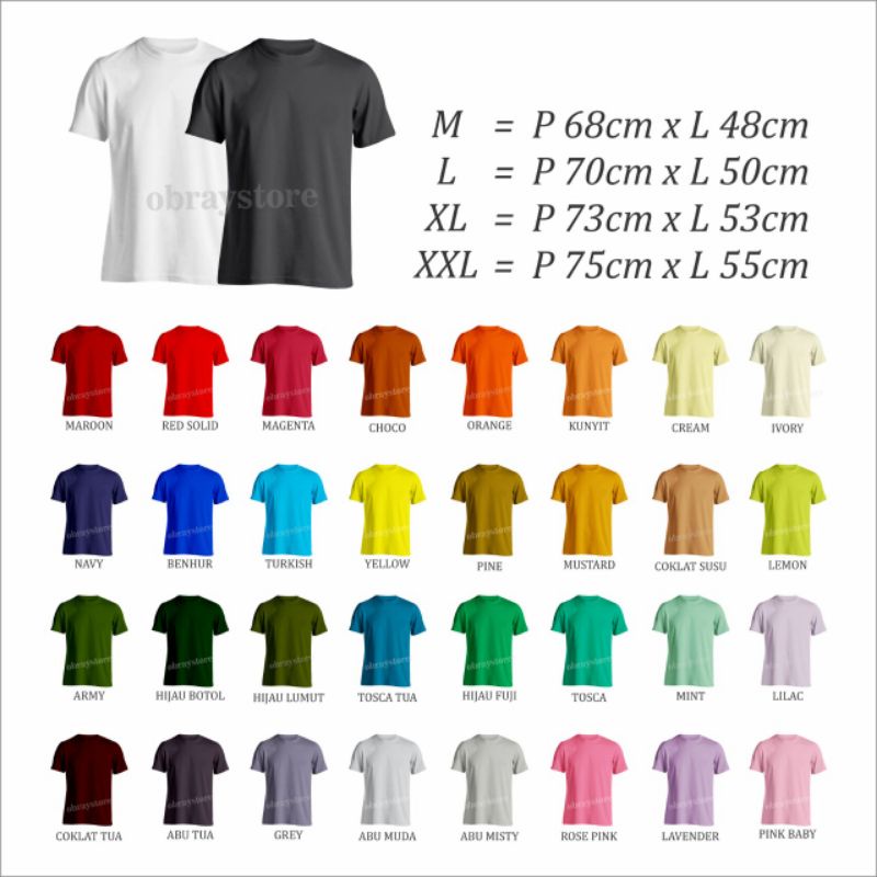 KAOS POLOS COTTON COMBED 24S [Tebal] LENGAN PENDEK Basic Tee Unisex OBRAYSTORE / T-shirt / Kaos Oblong / Baju Polos [Cewe Cowo]-7