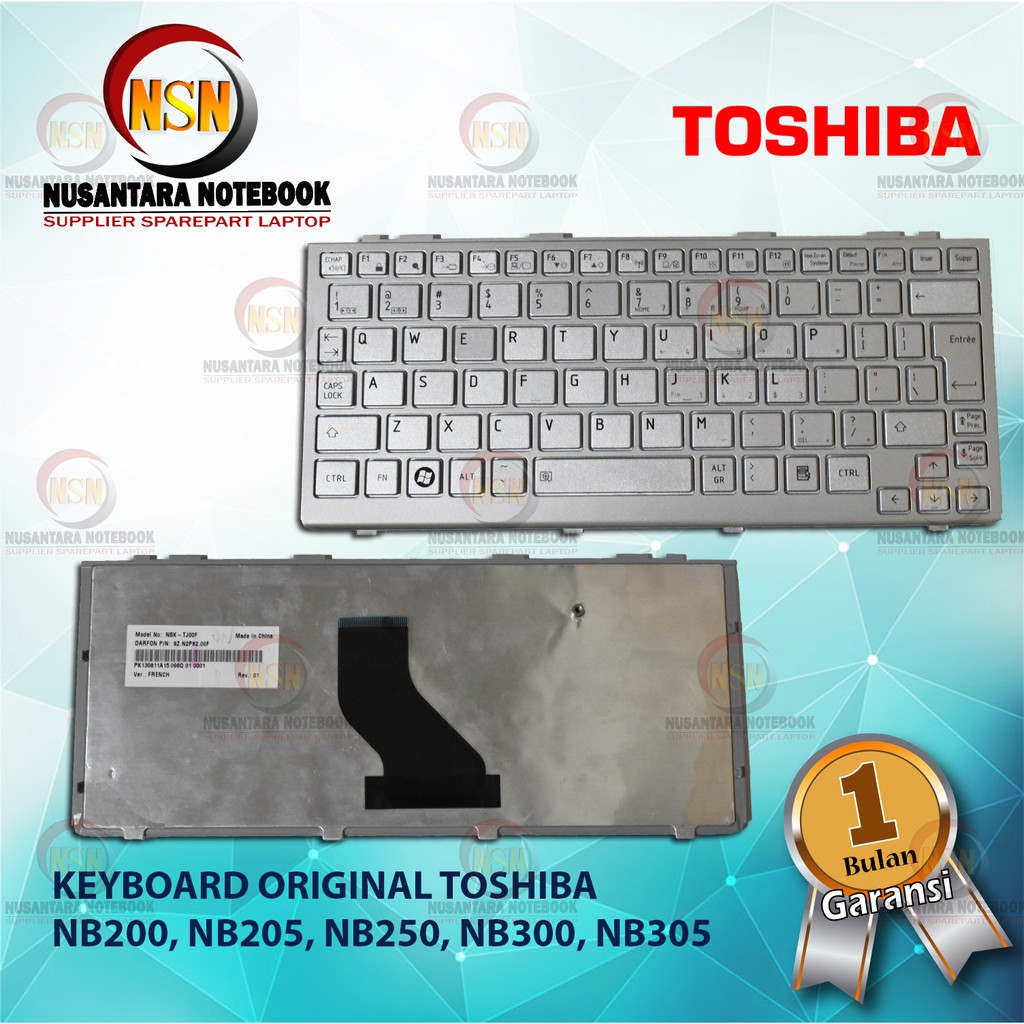 Keyboard Laptop Toshiba Satellite NB200 NB205 Series Silver