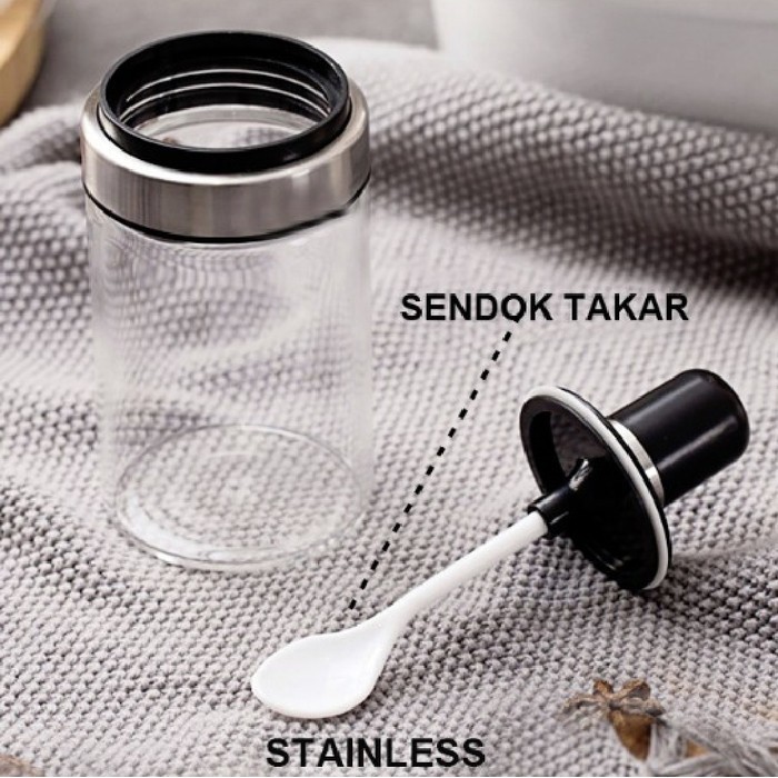 Stainless Steel Glass Kitchen Spice Jar Set Seasoning Bottle| buy 1 get 3