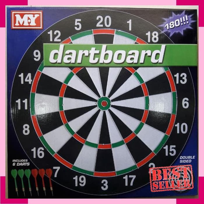 DART BOARD / DART GAME / PAPAN DART / PAPAN LEMPAR BUSUR ASLI / PAPAN PANAHAN / 43 CM