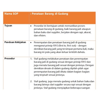 Jual CONTOH SOP PERUSAHAAN LENGKAP / SOP ORGANISASI KOMPLIT / SOP ...