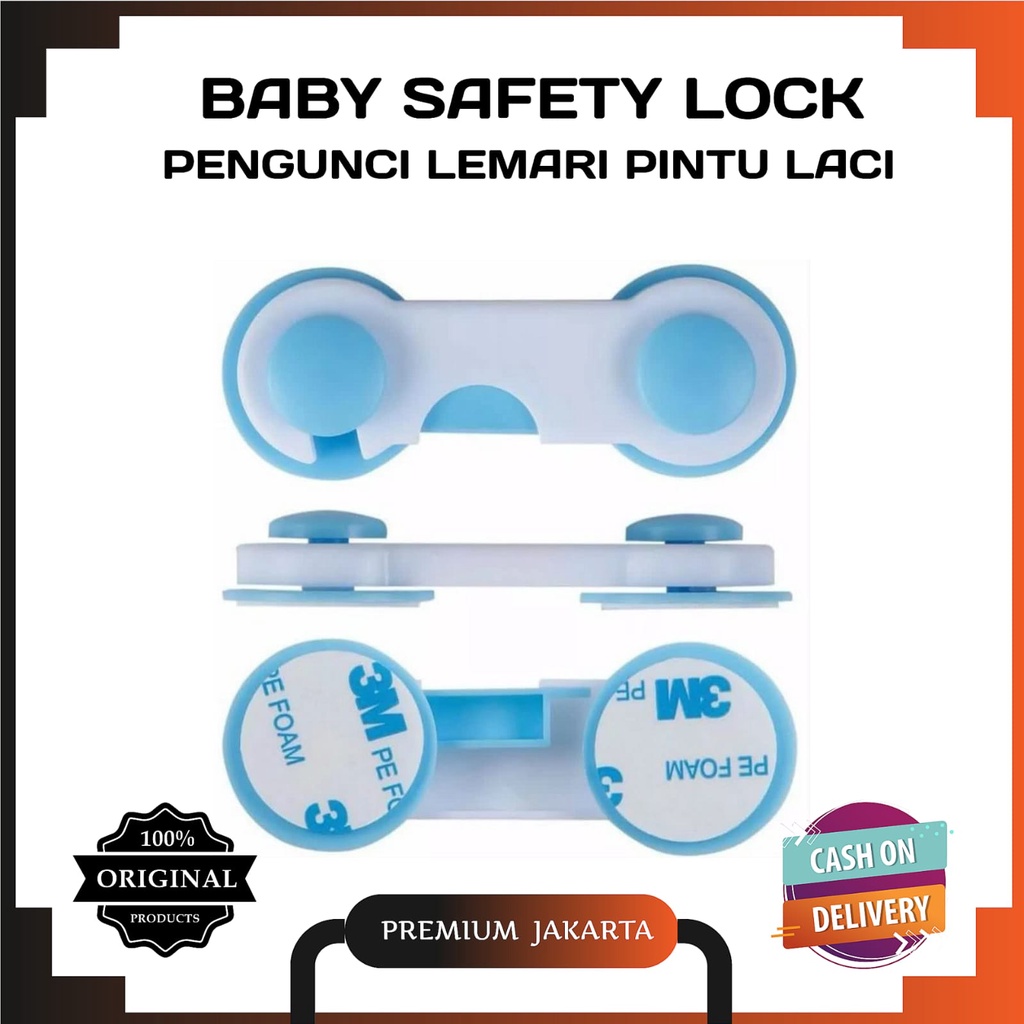 Kunci Pengaman Pintu Laci Lemari - Kunci Pintu Kulkas Baby Safety Lock / Kunci Pengait Pintu Double Tape