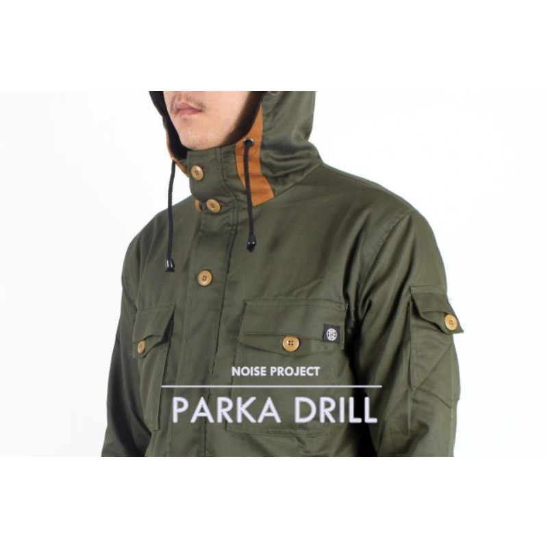 WOLV ORIGINAL JAKET PARKA DRILL Jaket pria jaket outdoor warna hijau seri art PD03