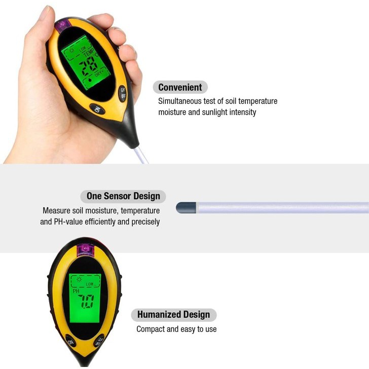 Soil Meter Tester 4 in 1 Digital Suhu Moisture ph Tanah Hidroponik