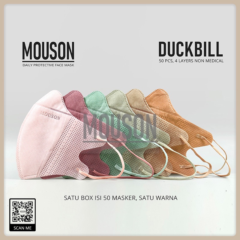 Masker Mouson Duckbill Warna 4ply Isi 50 Masker Non Medis Sekali Pakai