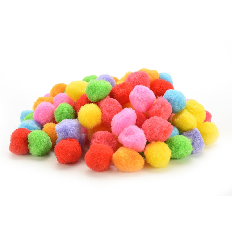 100 Pcs Pom Poms Lembut Warna Campur Ukuran 10mm 30mm 40mm Untuk Kerajinan Anak