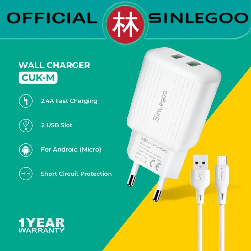 Sinlegoo CUK-M Wall Charger Single Output &amp; Data Cable Micro USB