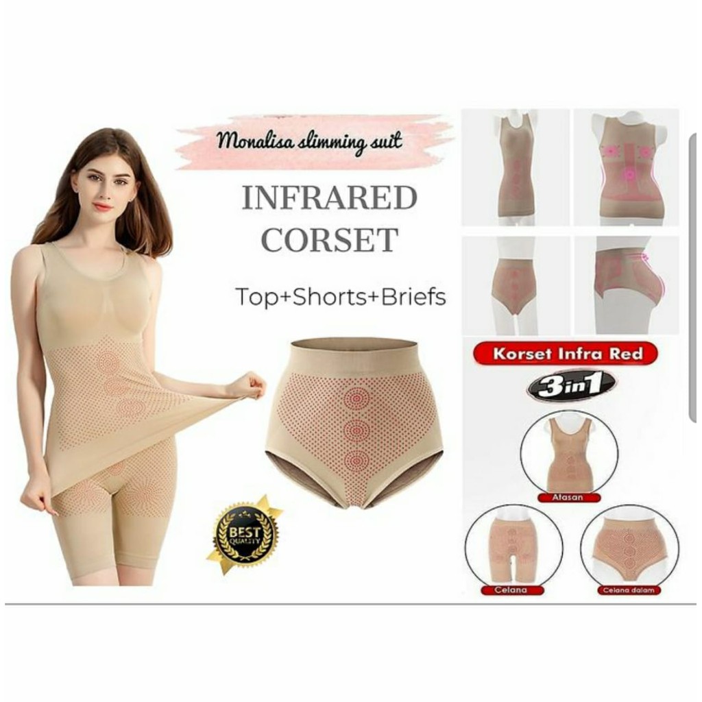 MONALISA SLIMMING SUIT WITH INFRARED BAJU KORSET PELANGSING ORIGINAL 3 IN 1