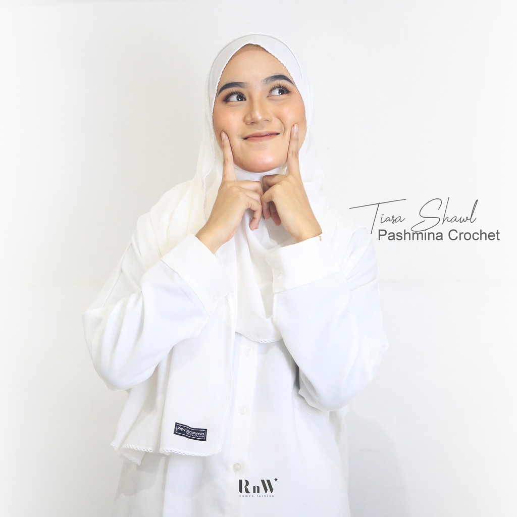Pashmina Diamond Crochet - Tiara Shawl-Putih Tulang