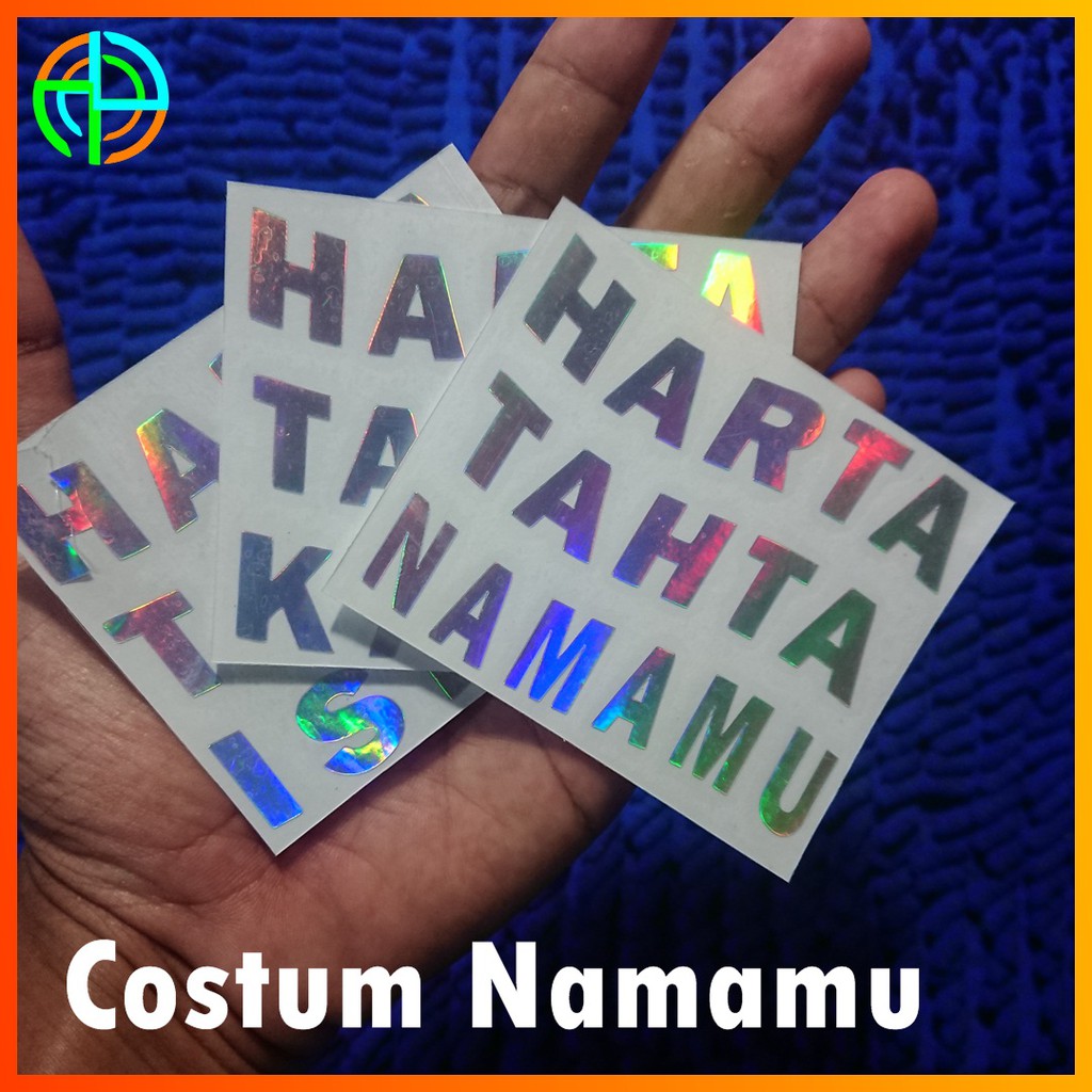 

(isi 2) Sticker Harta Tahta Nama Anda Stiker Hologram Setiker Harta Tahta Costum Nama Sticker Holo