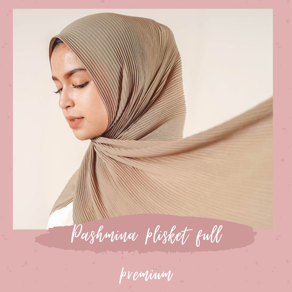 Hijab pashmina plisket FULL ceruty babydoll 180 x 75 WARNA CREAM