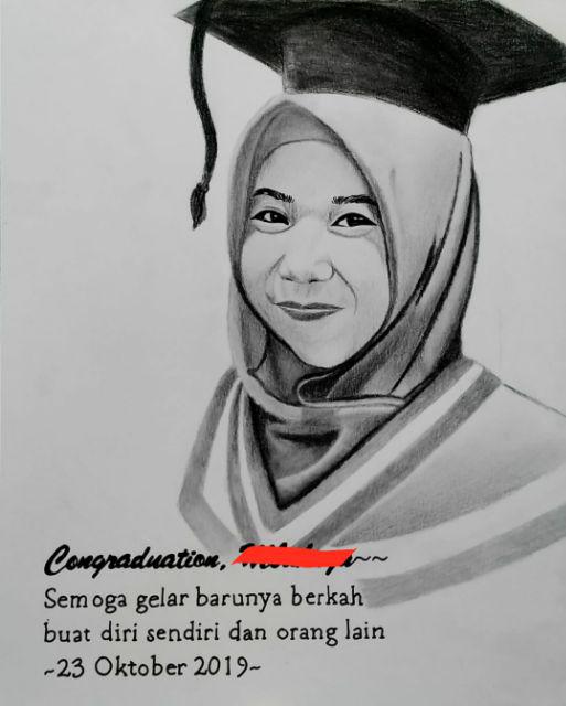 Gambar Lukisan Pensil Orang Wisuda