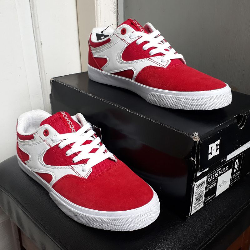 ORI SALE DC Shoes Men up to 70% Kalis Vulc Red/White Sepatu Pria