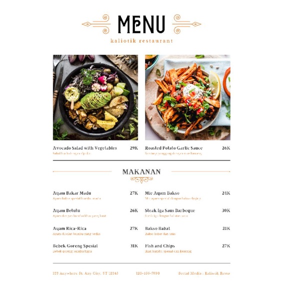 Jasa Desain Daftar Menu Premium atau Buku Menu