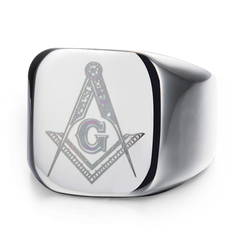 2022 Cincin Masonic single Warna gold / Hitam / silver Untuk Pria