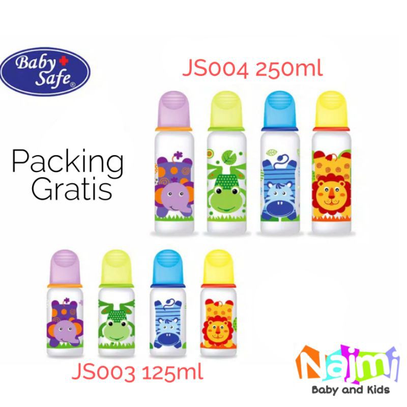 JS003 JS004 Baby Safe Feeding Bottle / Botol Susu Dot Bayi Babysafe 125ml 250ml