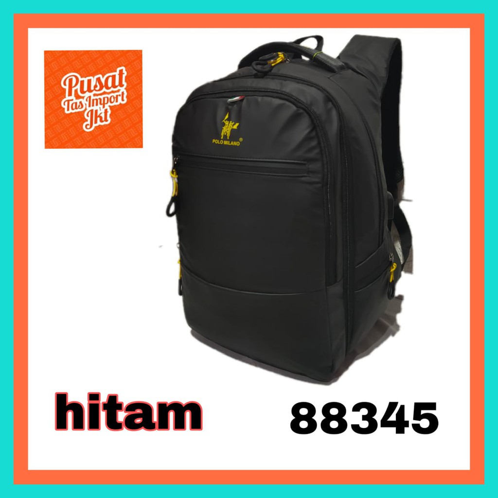 TAS RANSEL PRIA / LAKI POLO MILANO 88345 - Tas RANSEL CASUAL KEKINIAN Tas ANTI AIR USB IMPORT