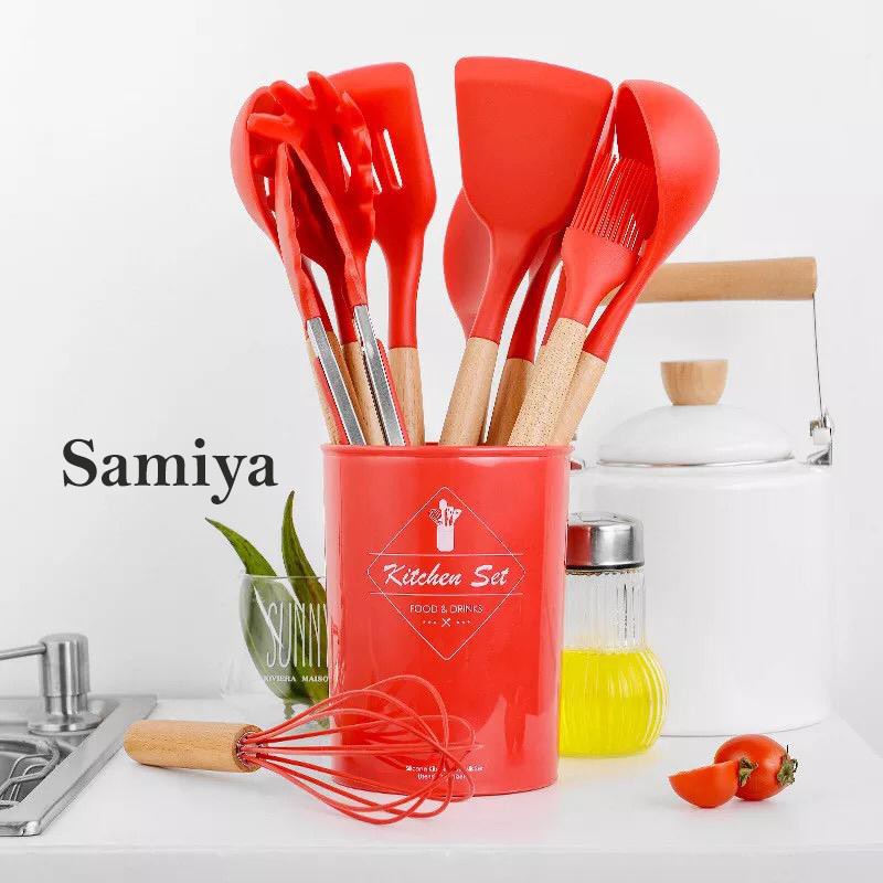 spatula silicone set / silicone kitchen utensils set with box / alat masak set lengkap silikon