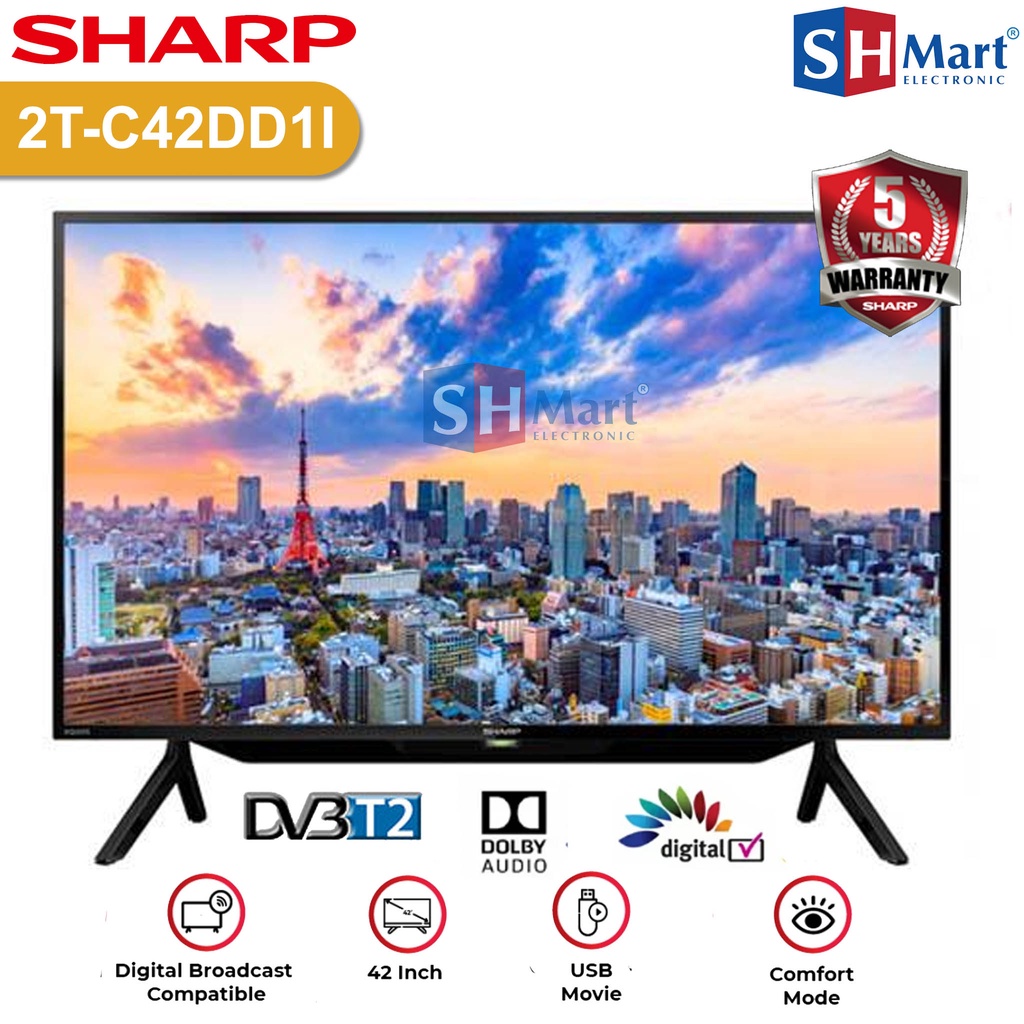 TV SHARP 42 INCH 2T-C42DD1i DIGITAL TV FULL HD NEW 2022 GARANSI RESMI