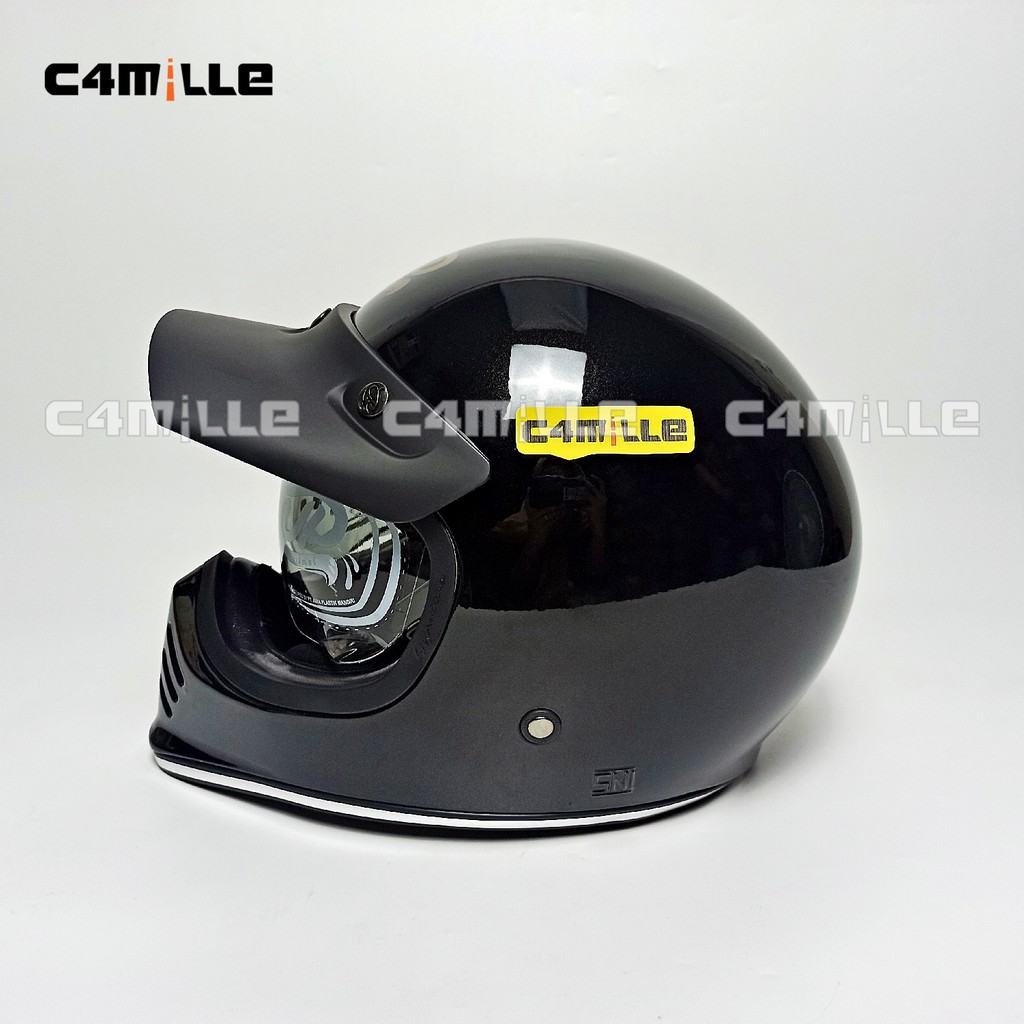 HELM JPX SIGNATURE JP RETRO SOLID BLACK METALIC GOLD FULL FACE
