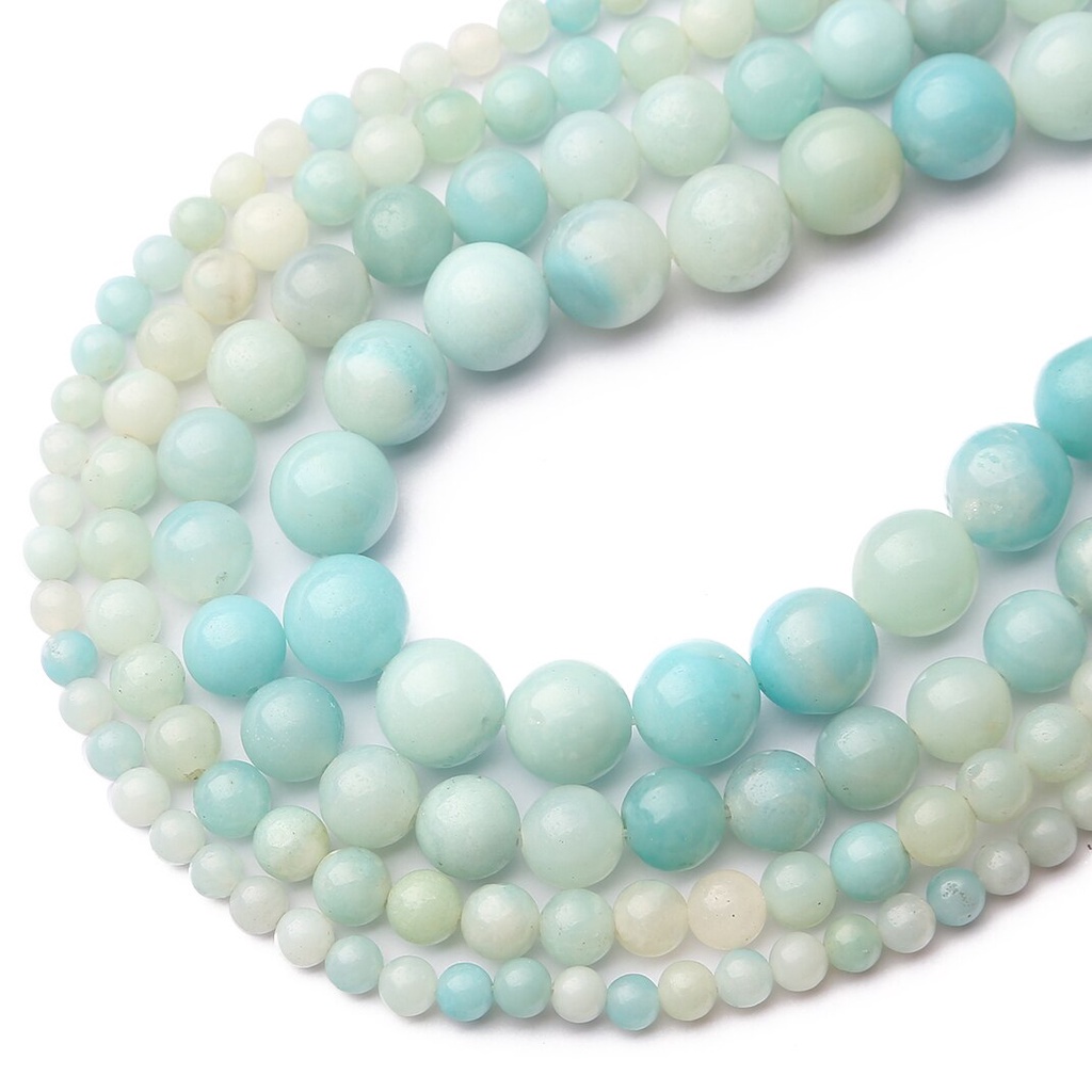 Batu Cyan Angelite Amazonite Natural Blue Stone Bulat Manik-manik untuk Membuat Perhiasan DIY Gelang Kalung 6/8/10Mm