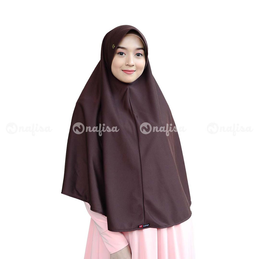 Jilbab Tali AT HOME JUMBO | Hijab Instan Kaos Non PAD Kerudung Instan Tali Tanpa Bergo-Coklat Tua