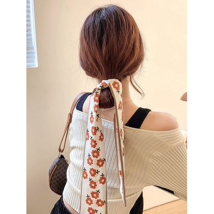 Mysterygirl - Scarf Twilly Scarf Leher Twilly Bag Scarf Tas Bahan Bandana Grade Silk Immitation Gaya Korea ikat rambut