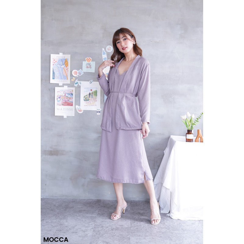 Dress Set Outer Anggina Casual Dres Wanita