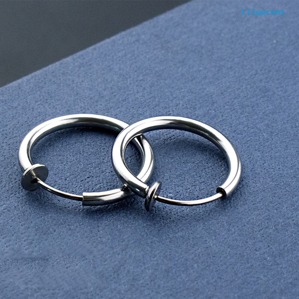1 Pc Anting Klip Tanpa Tindik Bentuk Bulat Untuk Unisex