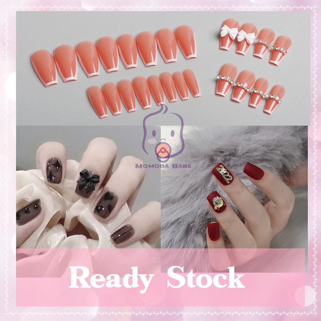 Momoda Babe Kuku Palsu Fake Nails Korean Style Nail Art Kuku Palsu/ Kuku Palsu Pengantin/ Kuku Palsu Panjang/ Lem Kuku Palsu/Kuku Make Over/ Kuku Palsu Murah