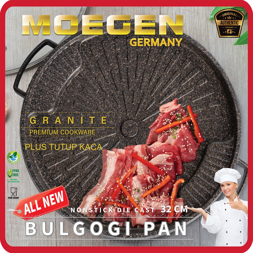 ORIGINAL MOEGEN Germany bulgogi pan 32cm grill bbq panggangan plus tutup kaca