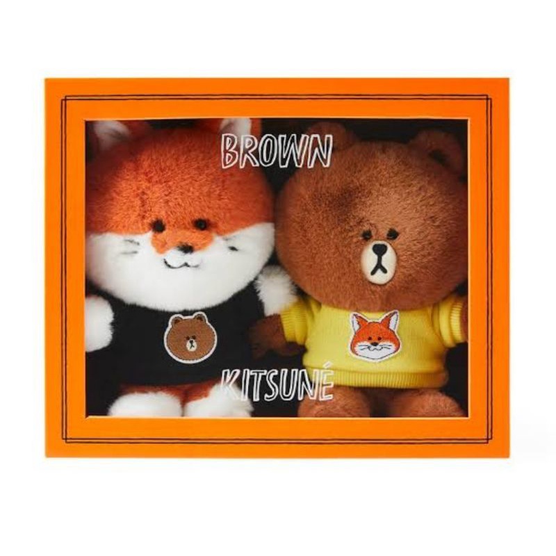 MAISON KITSUNE x LINE FRIENDS Official Plush Doll Brown Box Only Korea Original