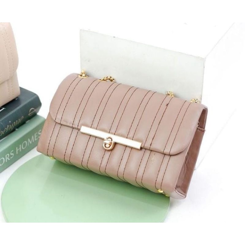 Tas Wanita- Tas Selempang Wanita ALYA Bag Rantai Ulir Gold Slingbag Shoulderbag Wanita