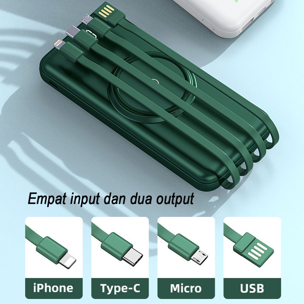 COD√Power bank  Bank daya nirkabel Original Wireless Charge 2.1 Fast Charging Dual USB 4 Output 10000mAh 20000mAh