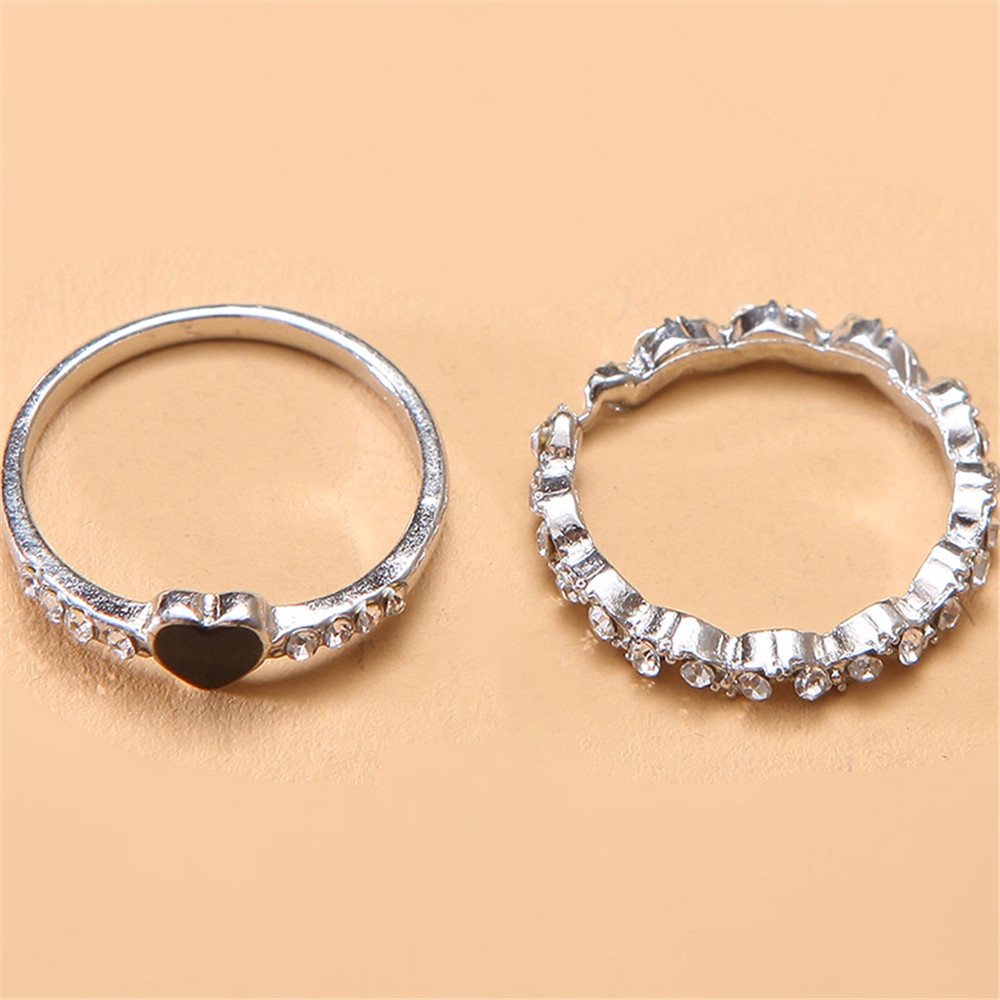 2pcs Cincin Knuckle Bentuk Hati Ukuran 10 Untuk Wanita