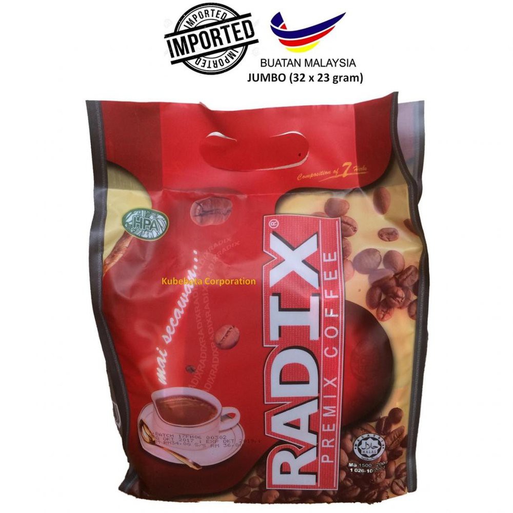 

RADIX KOPI PRACAMPURAN MAI SECAWAN 32 SACHETS HPA BUATAN MALAYSIA Limited