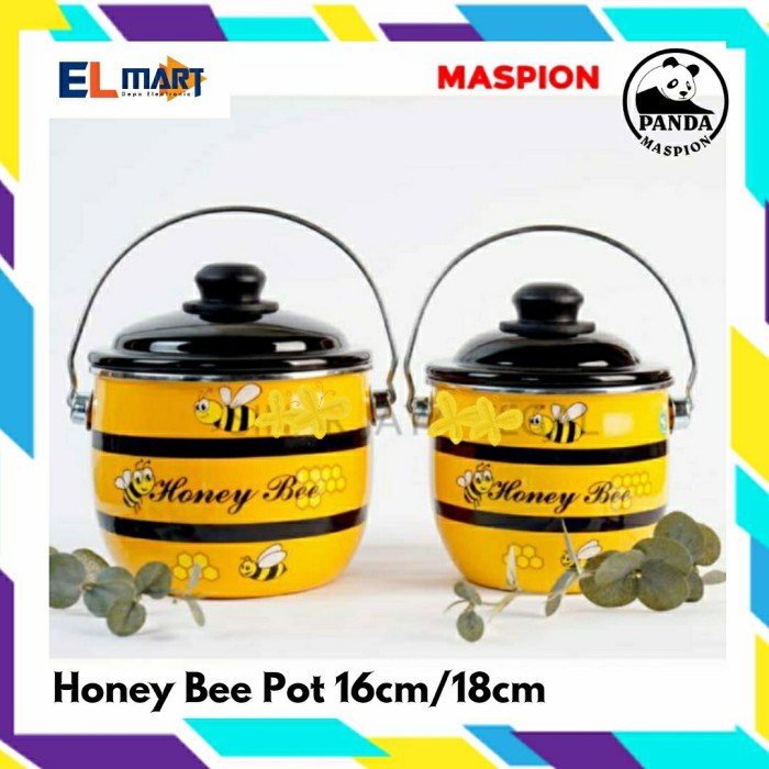 Maspion Honey Bee Pot Panci Rantang Enamel 16cm 18cm Anti Gores