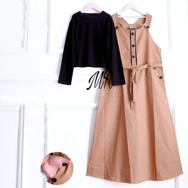 BAJU SETELAN WANITA KEKINIAN / SET ROK OVERALL JOYCE KID ANAK 2IN1 BABYTERRY MOSCREPE STELAN TREND 2