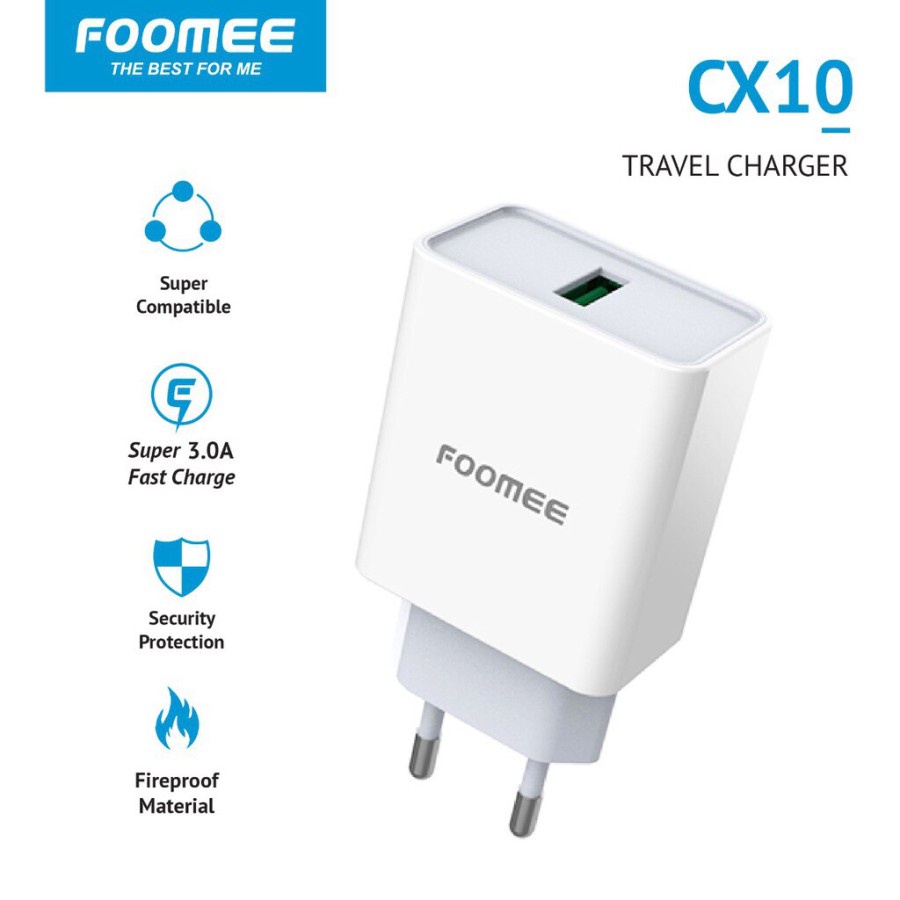 Adaptor Charger Foomee CX10 Fast Charging 3.0A Charger Single Port