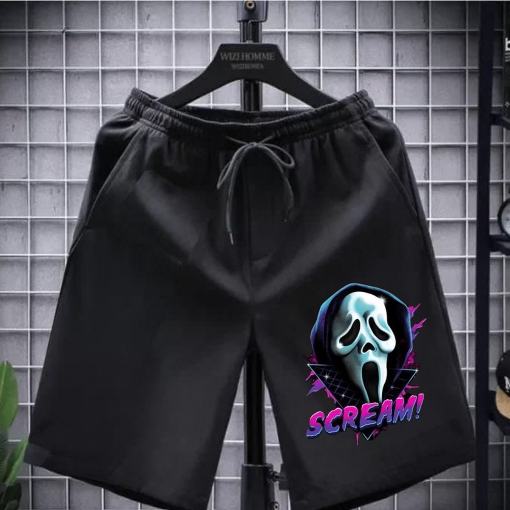 Clothing May - Celana Pendek Scream Boxer Pria Pendek Celana Tali Kolor Bokser Kekinian Cowok Laki-Laki Bahan Babyterry Baby Terry Premium Original Murah