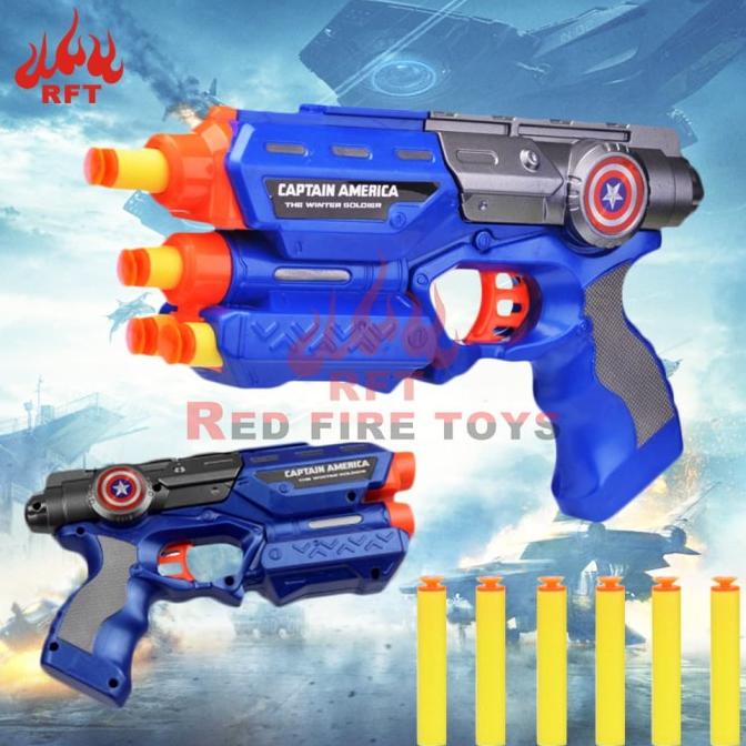 PISTOL TEMBAK BLASTER GUN NERF MURAH MERIAH SOFT BULLET GUN 1909C