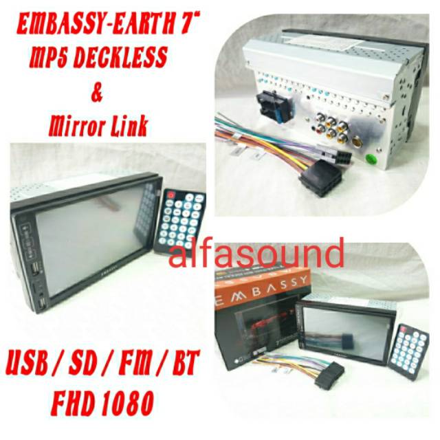 Head Unit Double Din 7 Inch Deckless MP5 Embassy Earth Type
