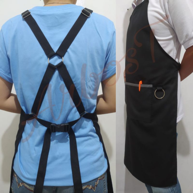 APRON CELEMEK APRON FULL APRON BARISTA CHEF KOKI BARBER APRON TALI SILANG